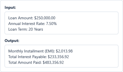 Loan EMI Calculator Example